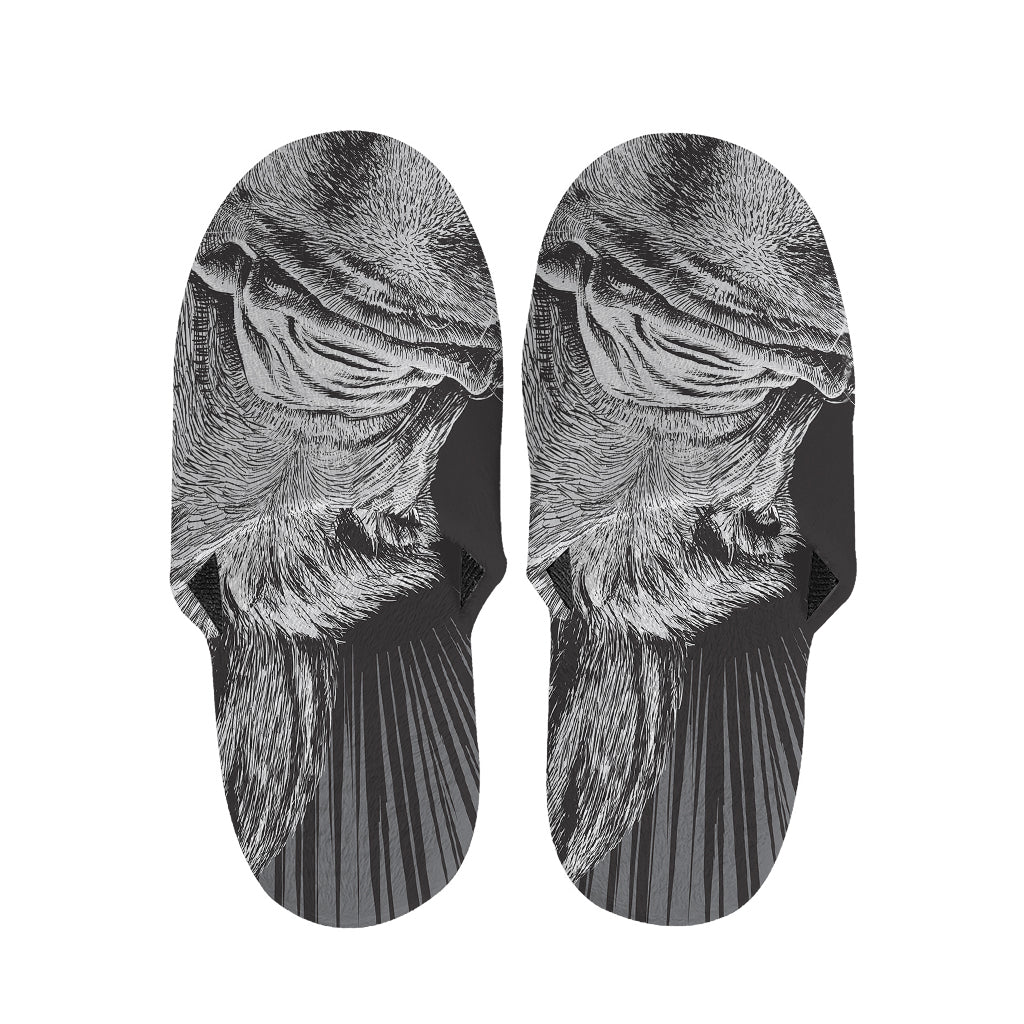 Black And White Crazy Donkey Print Slippers