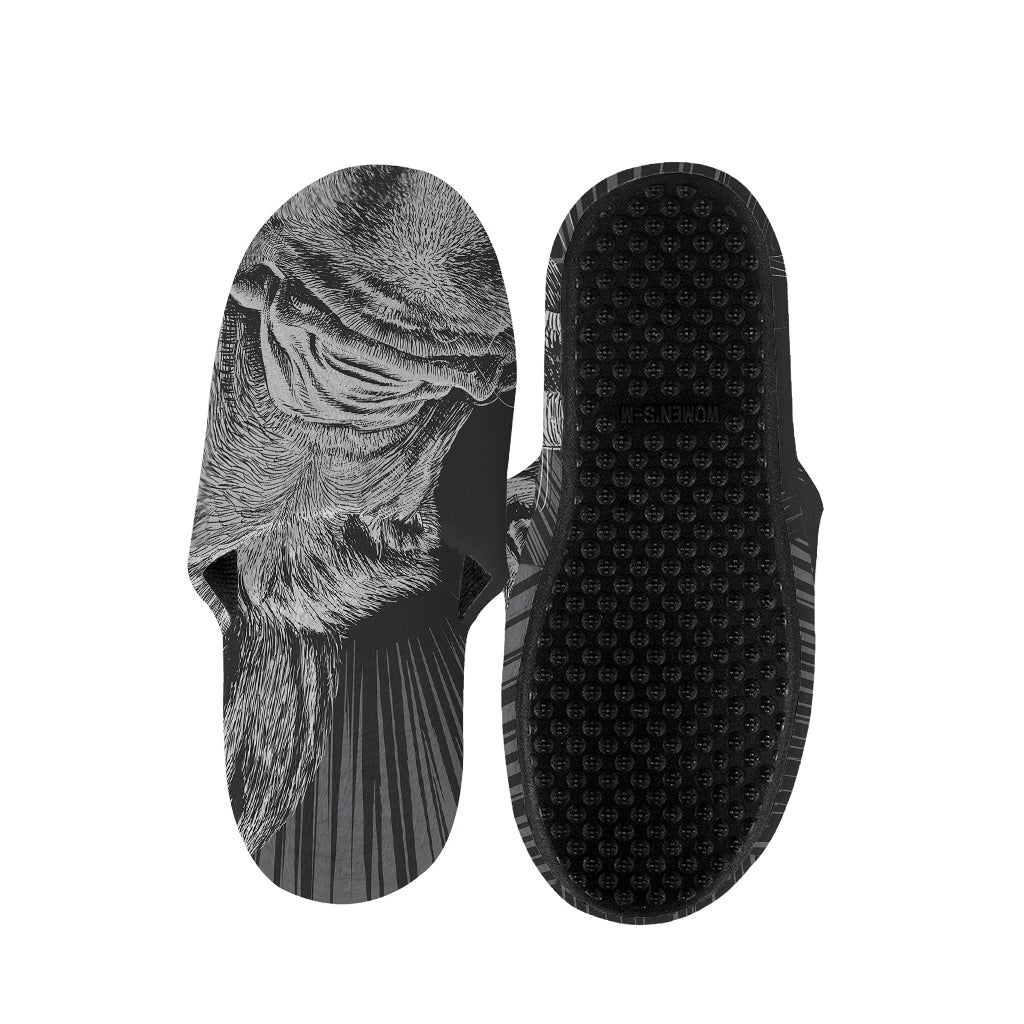 Black And White Crazy Donkey Print Slippers