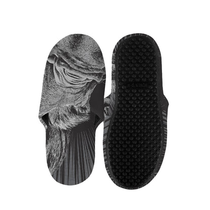Black And White Crazy Donkey Print Slippers