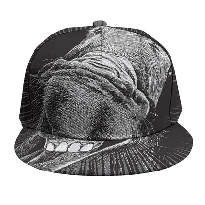 Black And White Crazy Donkey Print Snapback Cap