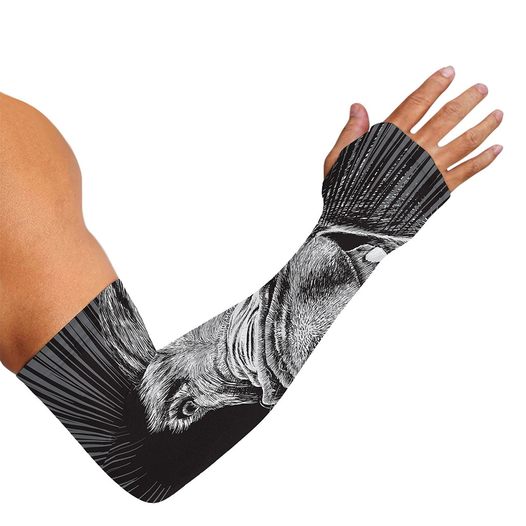 Black And White Crazy Donkey Print Sun Protection Arm Sleeves