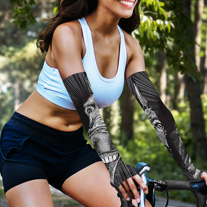 Black And White Crazy Donkey Print Sun Protection Arm Sleeves