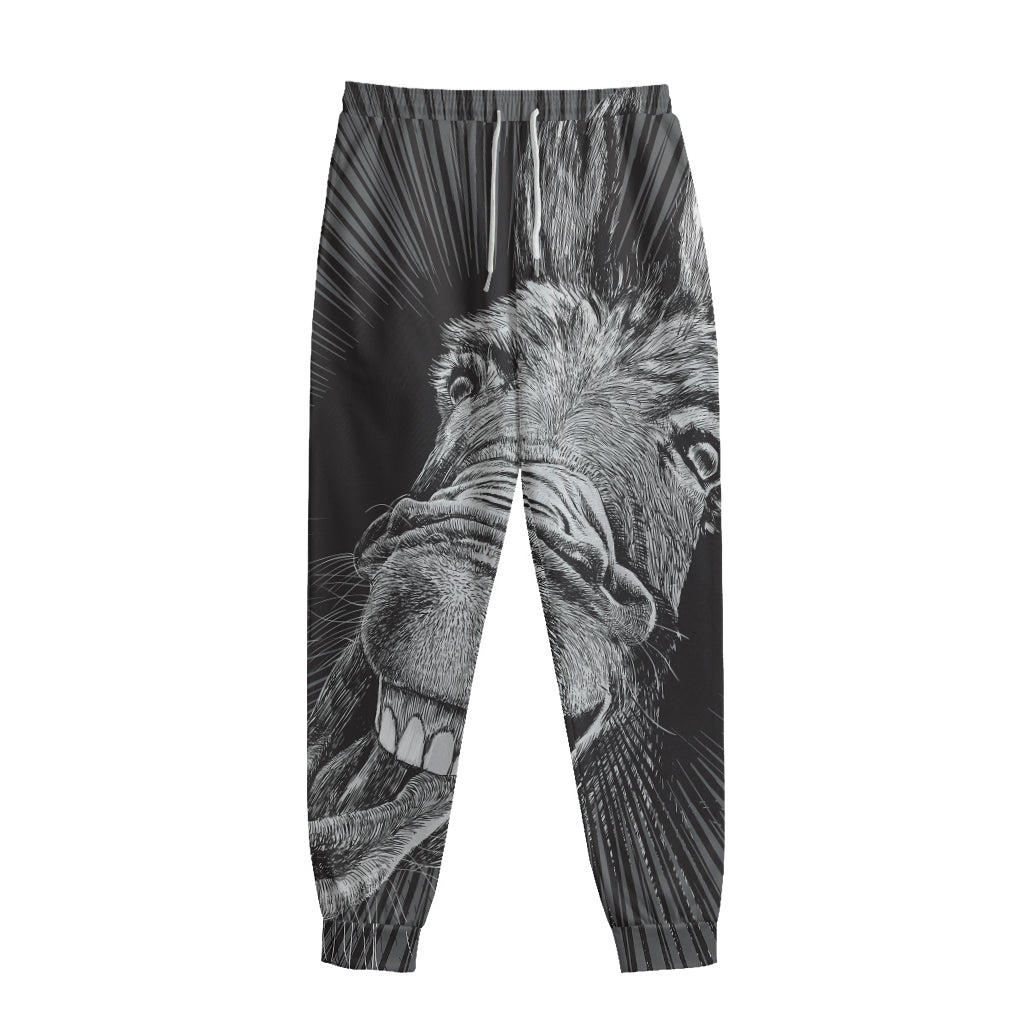 Black And White Crazy Donkey Print Sweatpants