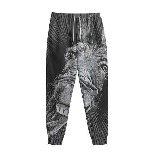Black And White Crazy Donkey Print Sweatpants