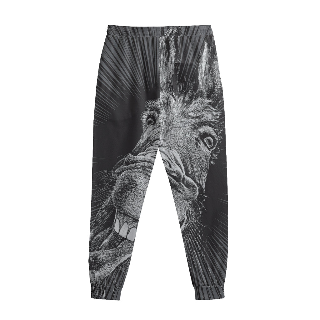 Black And White Crazy Donkey Print Sweatpants