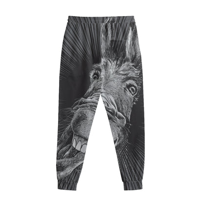 Black And White Crazy Donkey Print Sweatpants