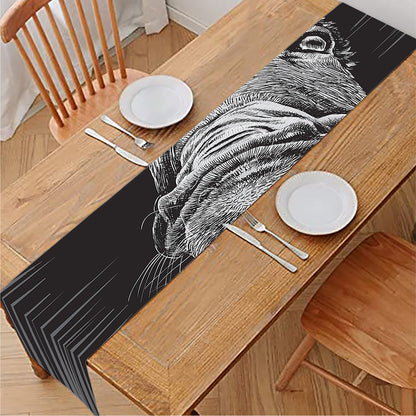 Black And White Crazy Donkey Print Table Runner