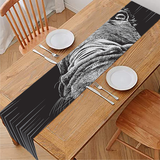 Black And White Crazy Donkey Print Table Runner