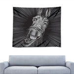 Black And White Crazy Donkey Print Tapestry