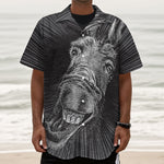 Black And White Crazy Donkey Print Textured Short Sleeve Shirt