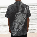 Black And White Crazy Donkey Print Textured Short Sleeve Shirt