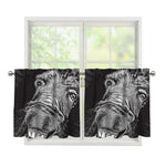 Black And White Crazy Donkey Print Tier Curtains