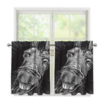 Black And White Crazy Donkey Print Tier Curtains