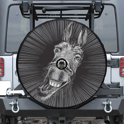 Black And White Crazy Donkey Print Tire Cover With Camera Hole