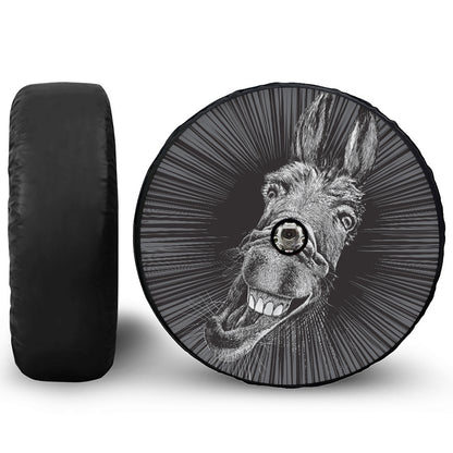 Black And White Crazy Donkey Print Tire Cover With Camera Hole