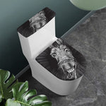 Black And White Crazy Donkey Print Toilet Lid And Tank Cover Set