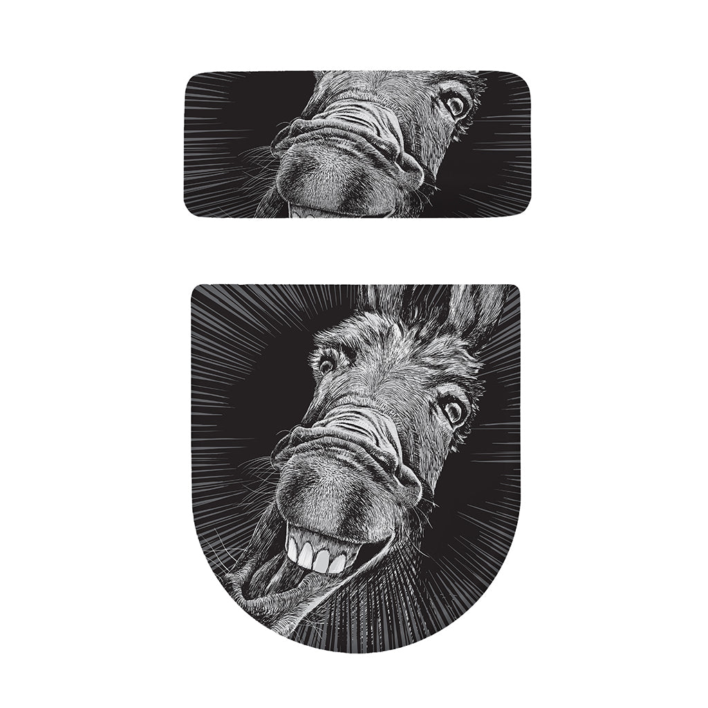 Black And White Crazy Donkey Print Toilet Lid And Tank Cover Set