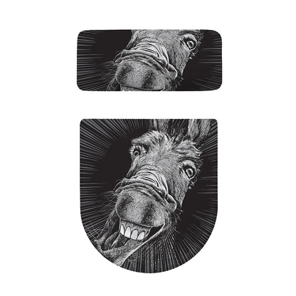 Black And White Crazy Donkey Print Toilet Lid And Tank Cover Set