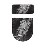 Black And White Crazy Donkey Print Toilet Lid And Tank Cover Set