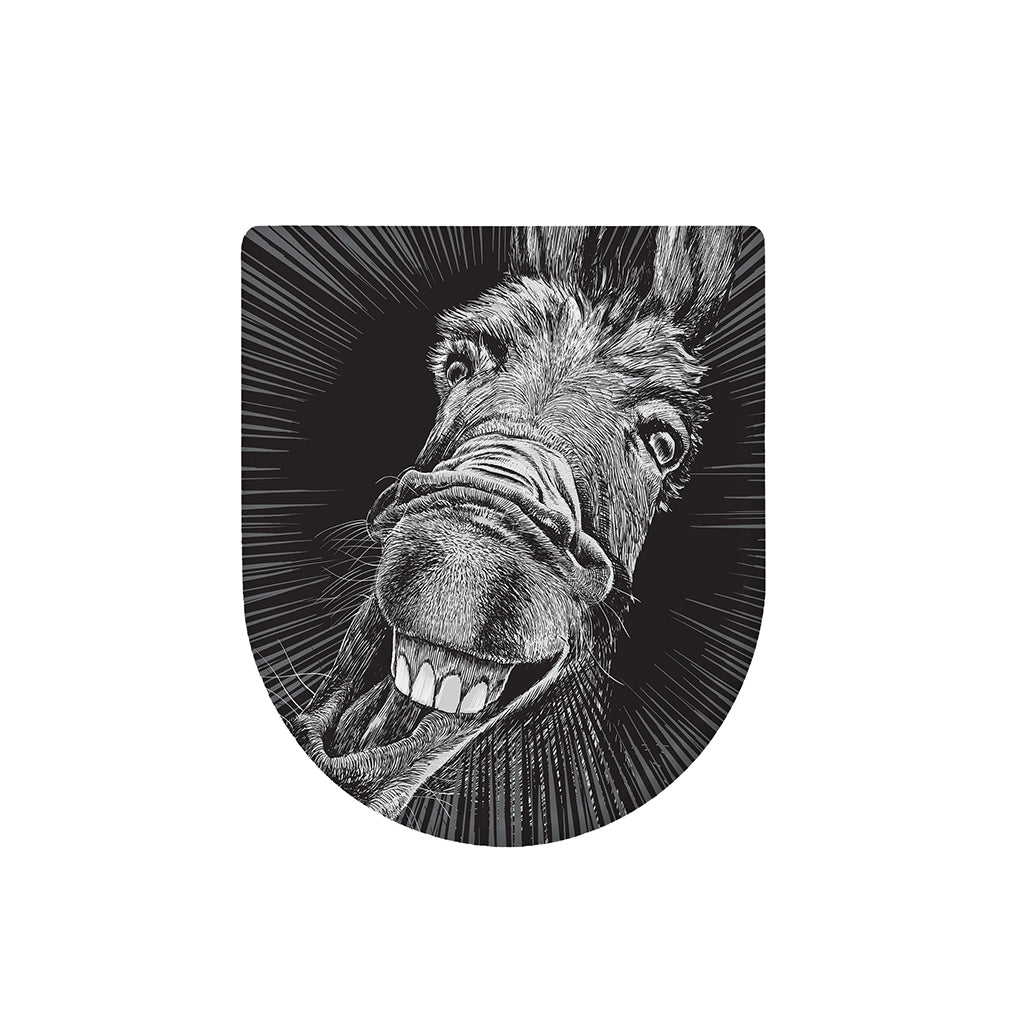 Black And White Crazy Donkey Print Toilet Lid Cover