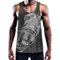 Black And White Crazy Donkey Print Men's Workout Tank Top
