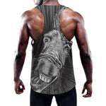 Black And White Crazy Donkey Print Training Tank Top