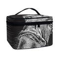 Black And White Crazy Donkey Print Travel Makeup Bag