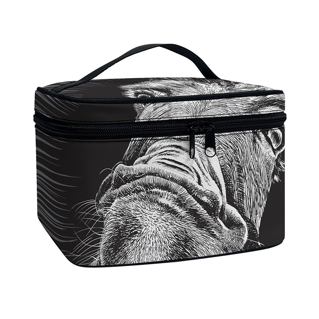 Black And White Crazy Donkey Print Travel Makeup Bag