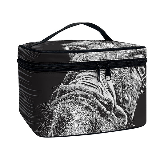 Black And White Crazy Donkey Print Travel Makeup Bag
