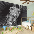 Black And White Crazy Donkey Print Wall Sticker