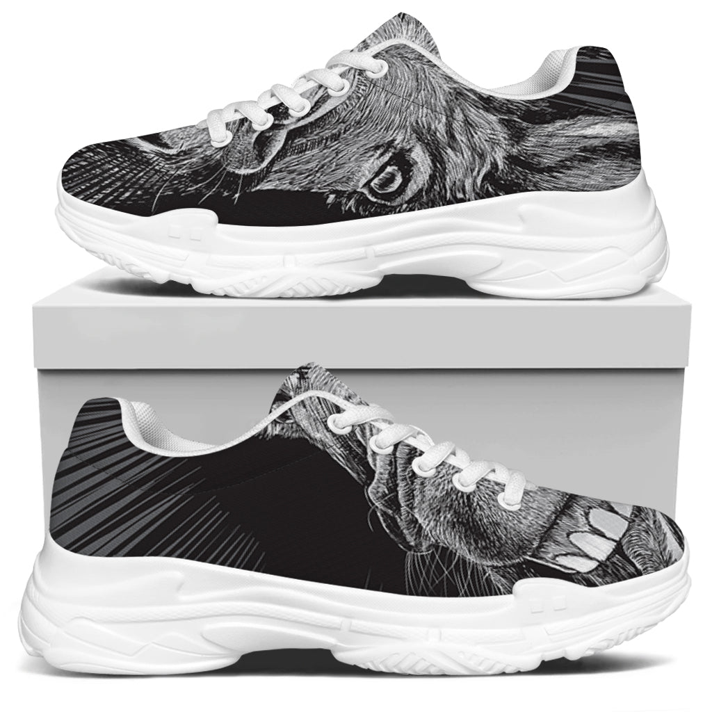 Black And White Crazy Donkey Print White Chunky Shoes