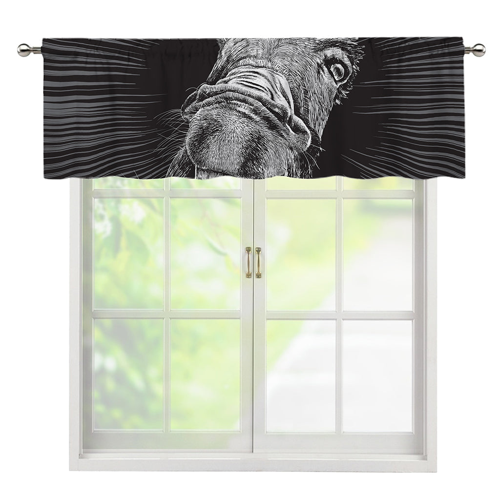 Black And White Crazy Donkey Print Window Valance