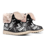 Black And White Crazy Donkey Print Winter Boots