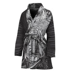 Black And White Crazy Donkey Print Women's Bathrobe