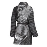 Black And White Crazy Donkey Print Women's Bathrobe