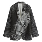 Black And White Crazy Donkey Print Women's Blazer