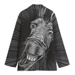 Black And White Crazy Donkey Print Women's Blazer