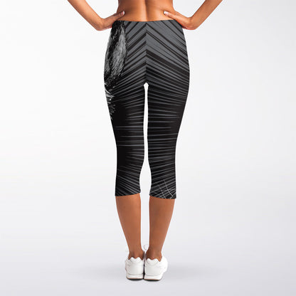 Black And White Crazy Donkey Print Women's Capri Leggings