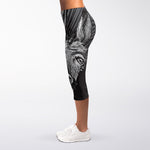 Black And White Crazy Donkey Print Women's Capri Leggings