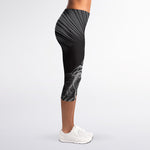 Black And White Crazy Donkey Print Women's Capri Leggings