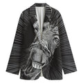 Black And White Crazy Donkey Print Women's Cotton Blazer