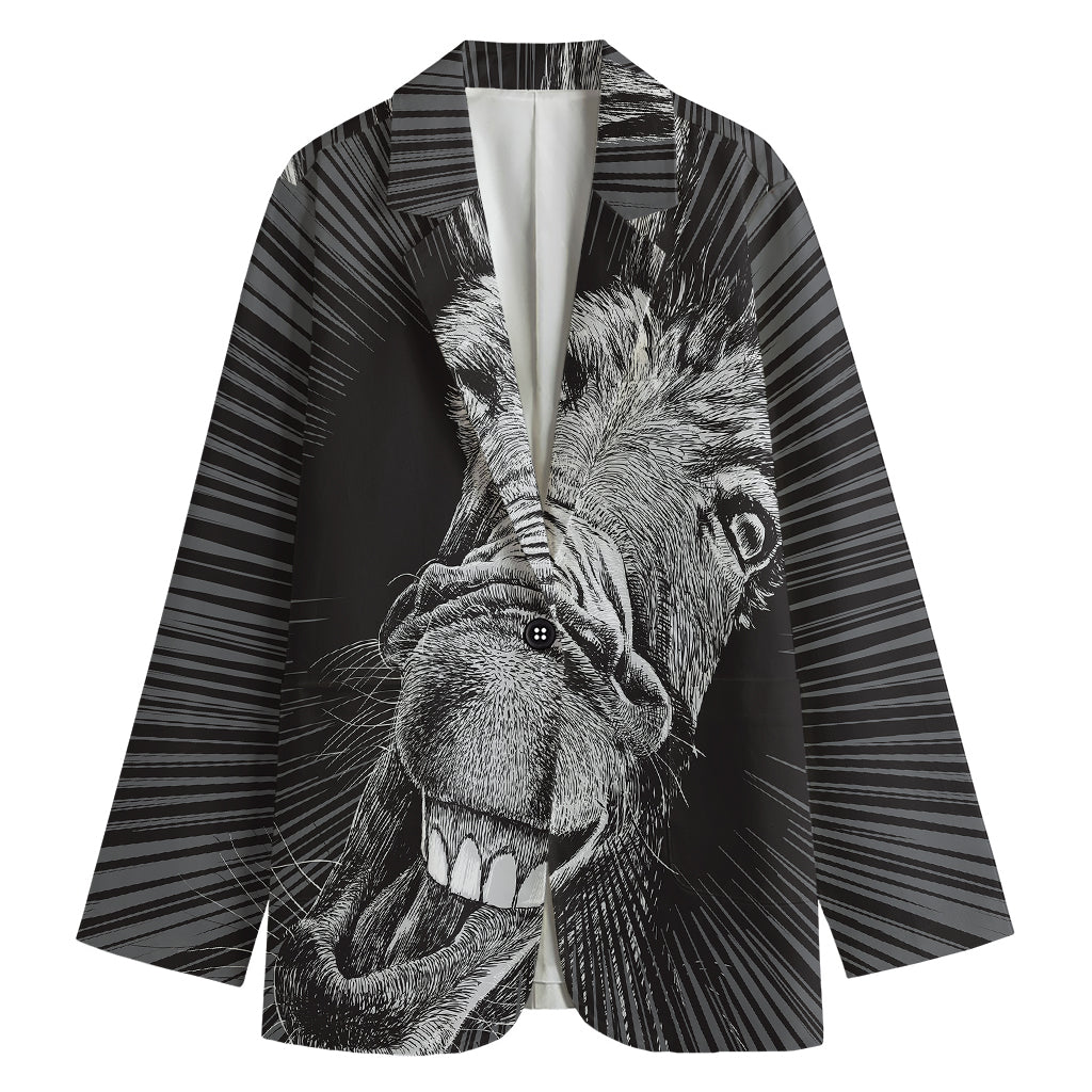 Black And White Crazy Donkey Print Women's Cotton Blazer