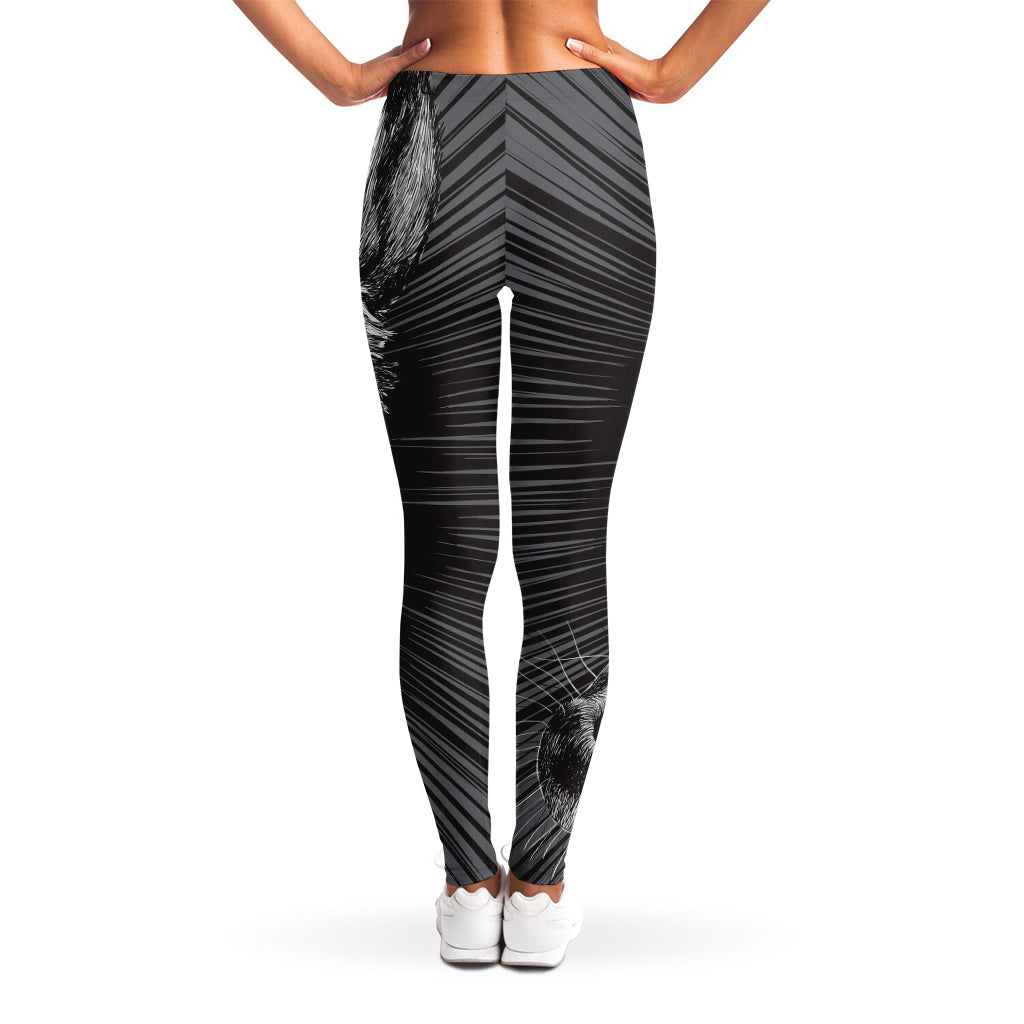 Black And White Crazy Donkey Print Women's Leggings