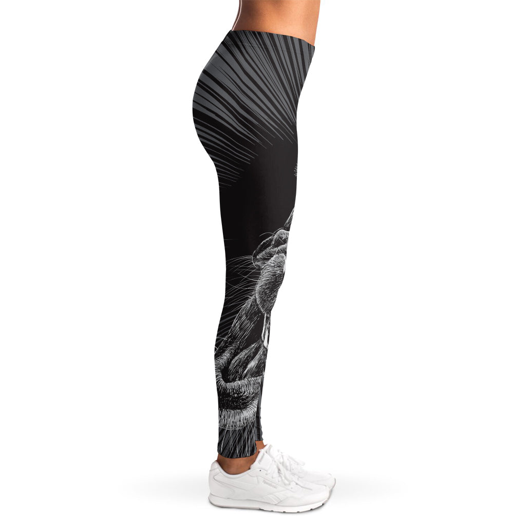 Black And White Crazy Donkey Print Women's Leggings