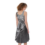 Black And White Crazy Donkey Print Women's Sleeveless Dress