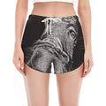 Black And White Crazy Donkey Print Women's Split Running Shorts