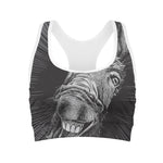 Black And White Crazy Donkey Print Women's Sports Bra