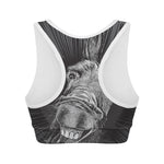 Black And White Crazy Donkey Print Women's Sports Bra