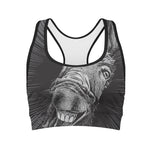 Black And White Crazy Donkey Print Women's Sports Bra