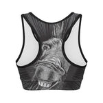 Black And White Crazy Donkey Print Women's Sports Bra